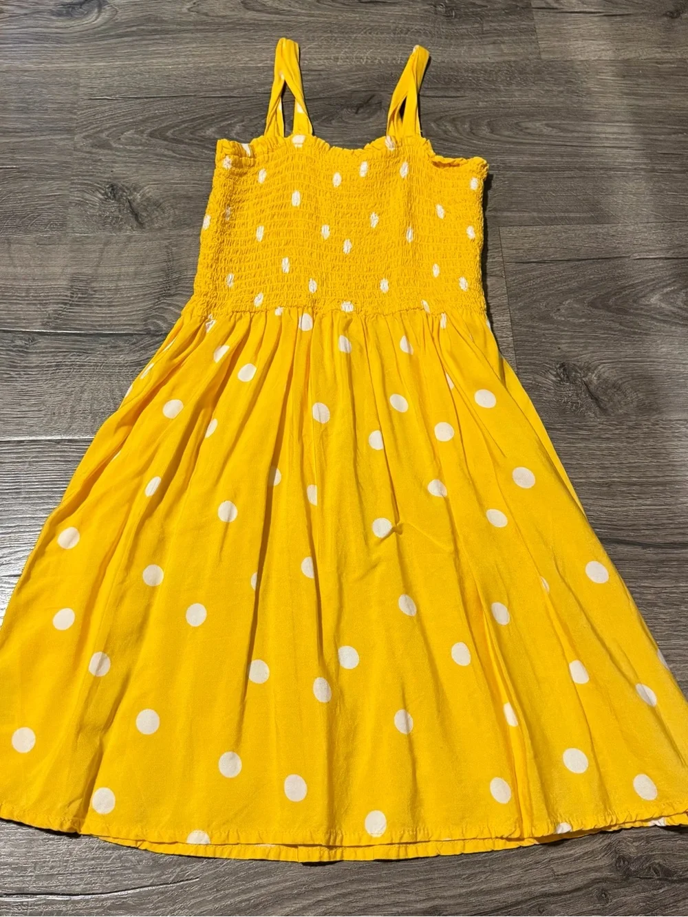 OshKosh B'gosh Yellow Polka Dot Smocked Sundress Girls 6/7